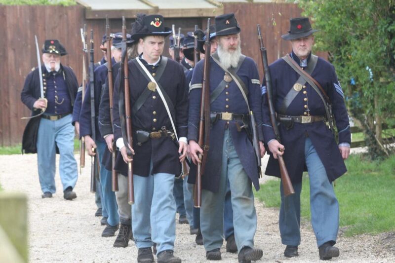 American Civil war society soldiers marching 
